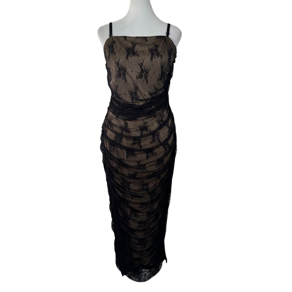 Feral Apparel Black Stretchy Lined Sleeveless Square Neck Bodycon Midi Dress